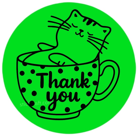 Thank You Cat Stickers Labels Boutique Packaging Thank You Seals - Picture 11 of 14